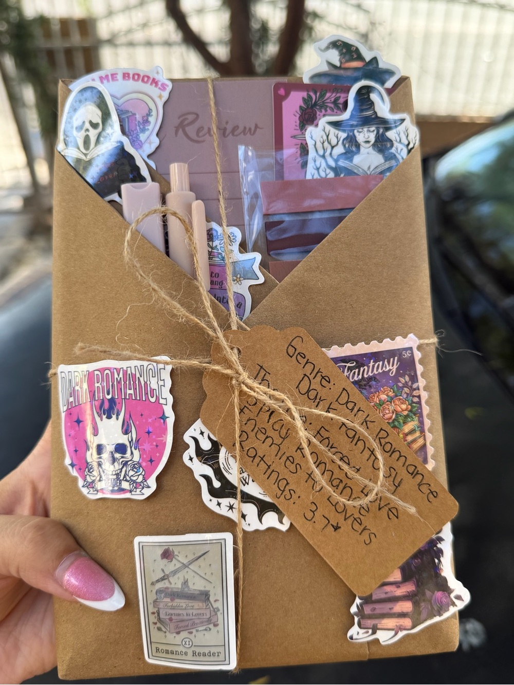 Brown Kraft Mystery Romance Party Favor Pack with Pink Accents